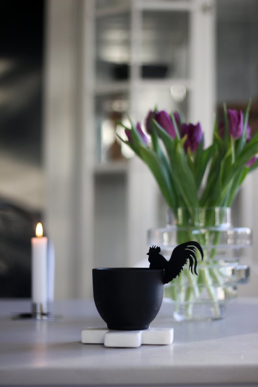 Decoration for mug/cup - Rooster - Black - 2