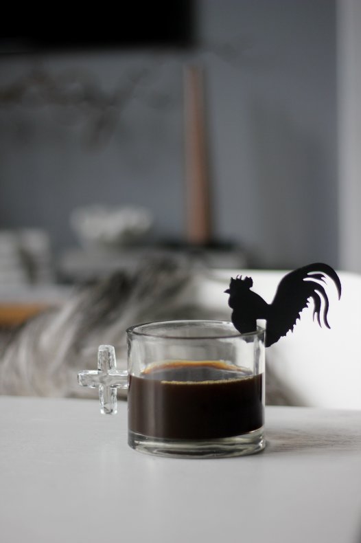 Decoration for mug/cup - Rooster - Black - 7
