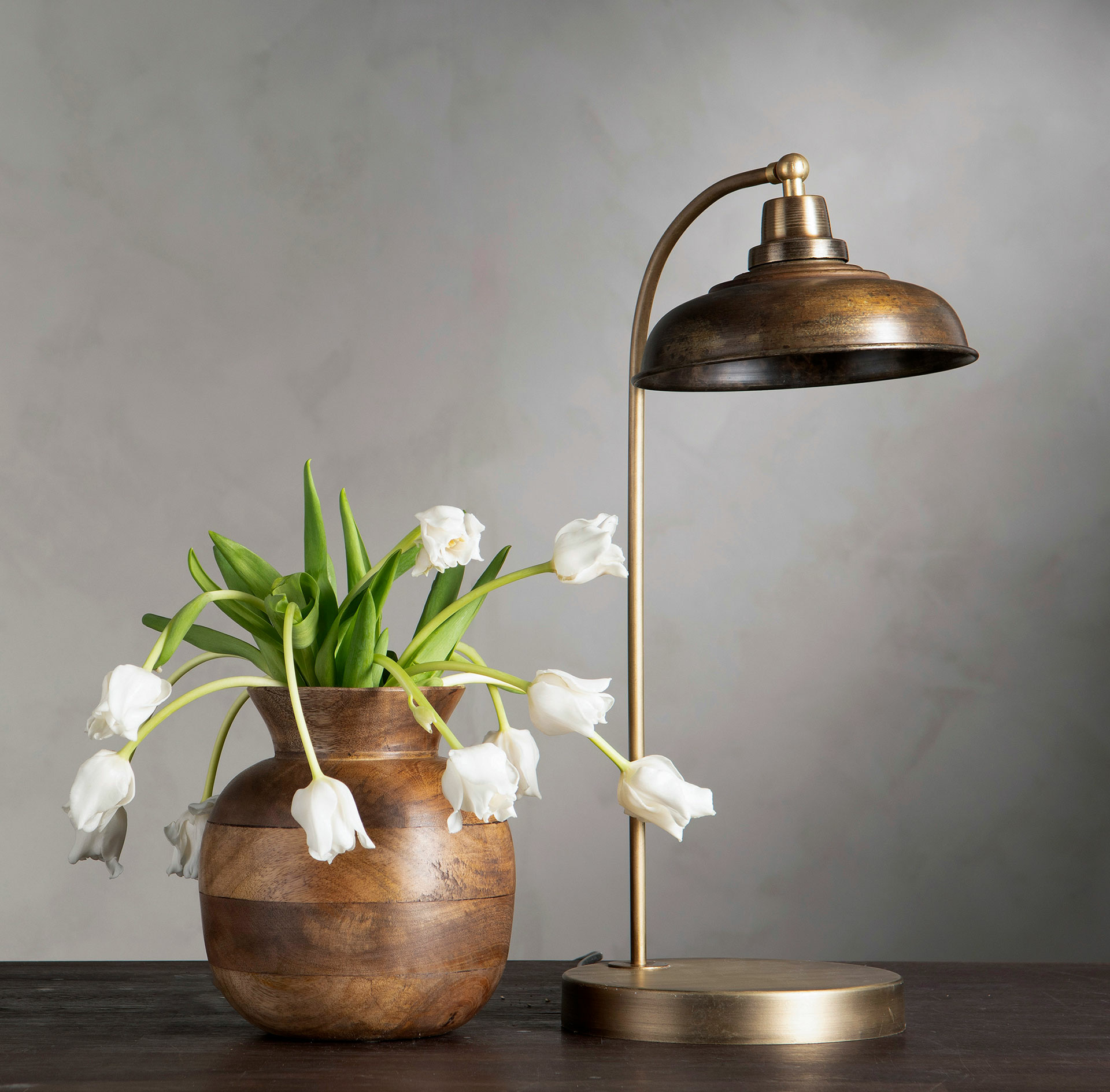 Bordslampa - Lampa - Antikmässing - 20x52 cm - 4