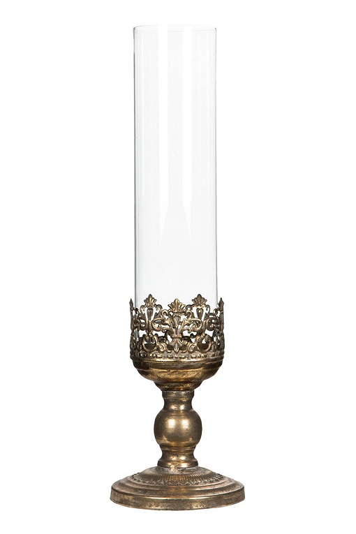 CANDLE LANTERN/CANDLESTICK ON FOOT GOLD 43 CM - 3