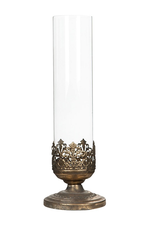 CANDLE LANTERN/CANDLE HOLDER ON FOOT GOLD 37 CM - 3
