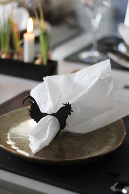 Napkin ring with rooster - Black - 3