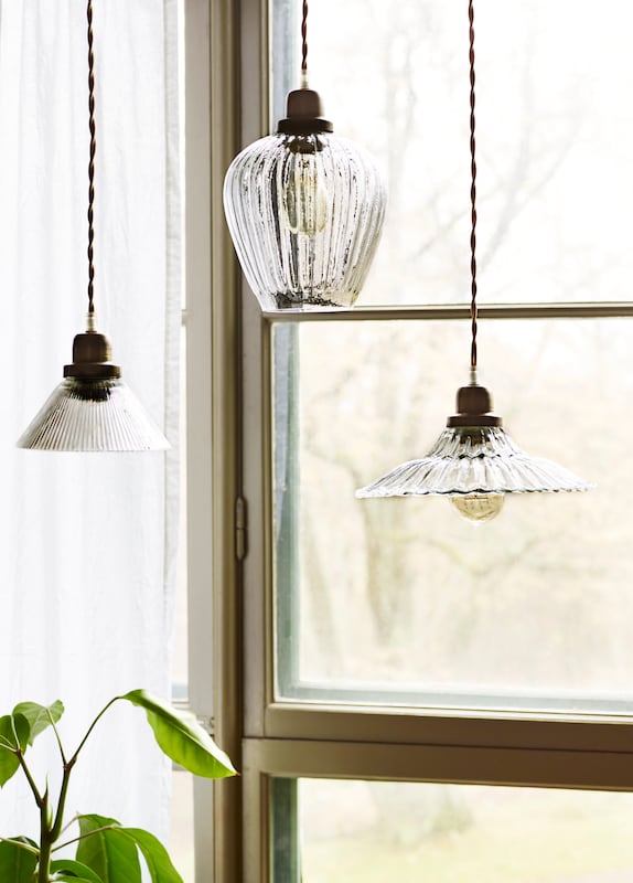 Taklampa Bred Klar/Antik Mässing - Ø 26 cm - 4
