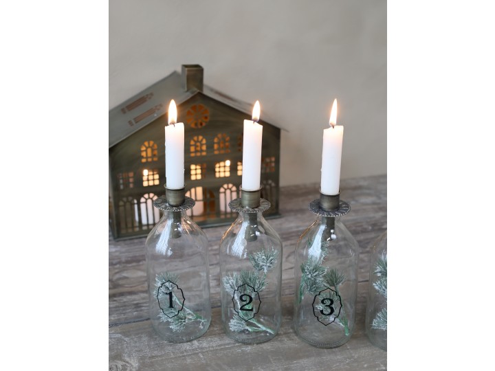 Advent candle holder - Bottles with candle holders - Numbers 1-4 - 3
