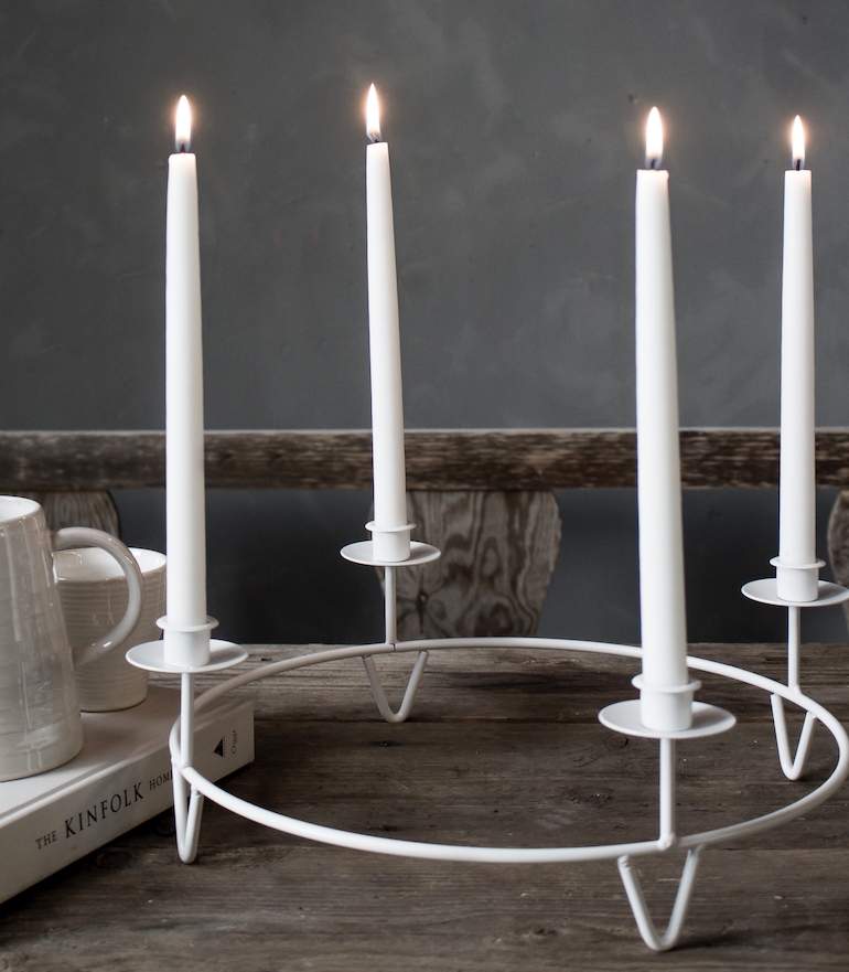Candlestick - Table candle ring - White Ø: 35 cm - 4