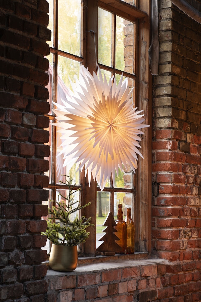 Paper star - Advent star incl. cord stand - White - 46x46 cm