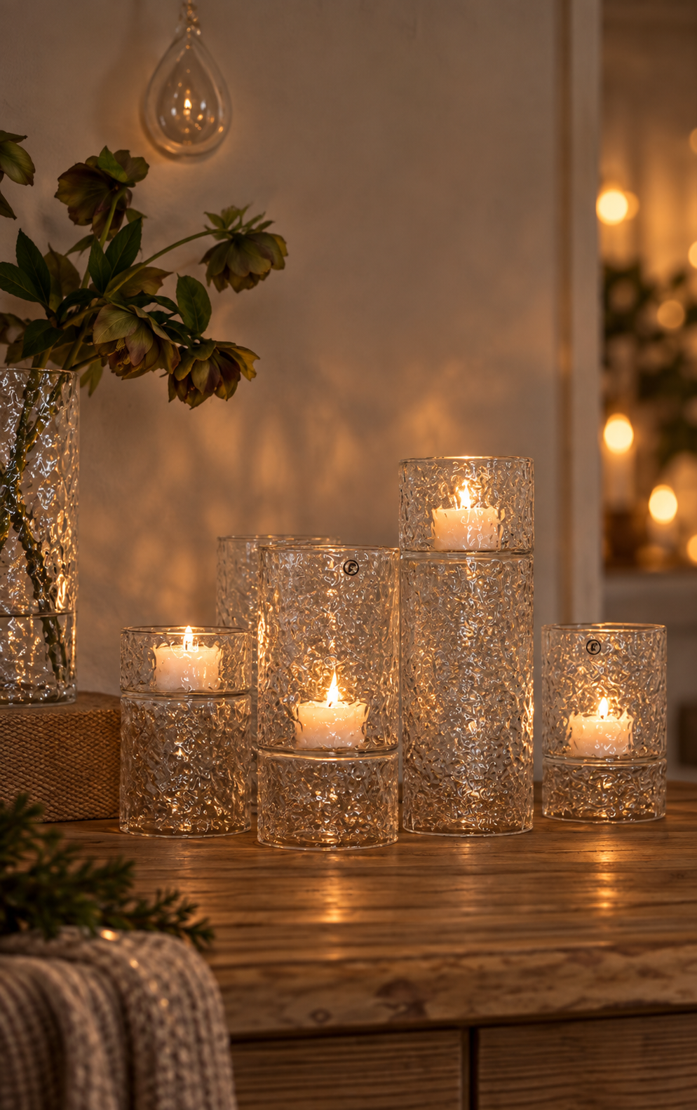 Ernst Textured Lantern 7,5x16 cm – Glass - 3