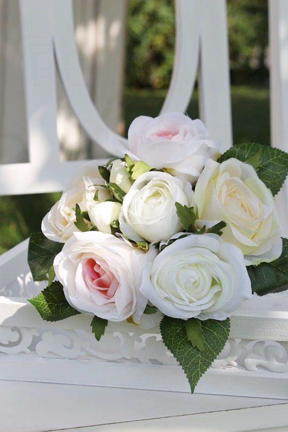 ROSE BOUQUET CREAM/PINK - SILK FLOWERS - 4
