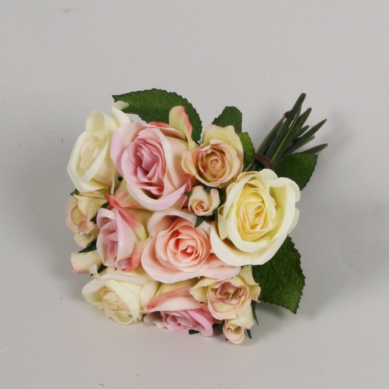 ROSE BOUQUET CREAM/PINK - SILK FLOWERS - 2