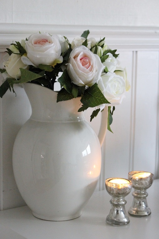 ROSE BOUQUET CREAM/PINK - SILK FLOWERS - 8