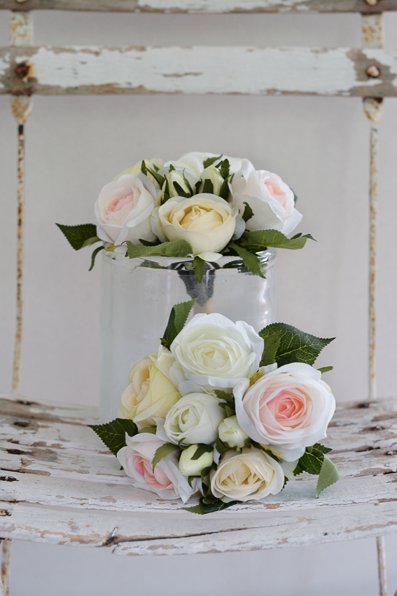 ROSE BOUQUET CREAM/PINK - SILK FLOWERS - 7