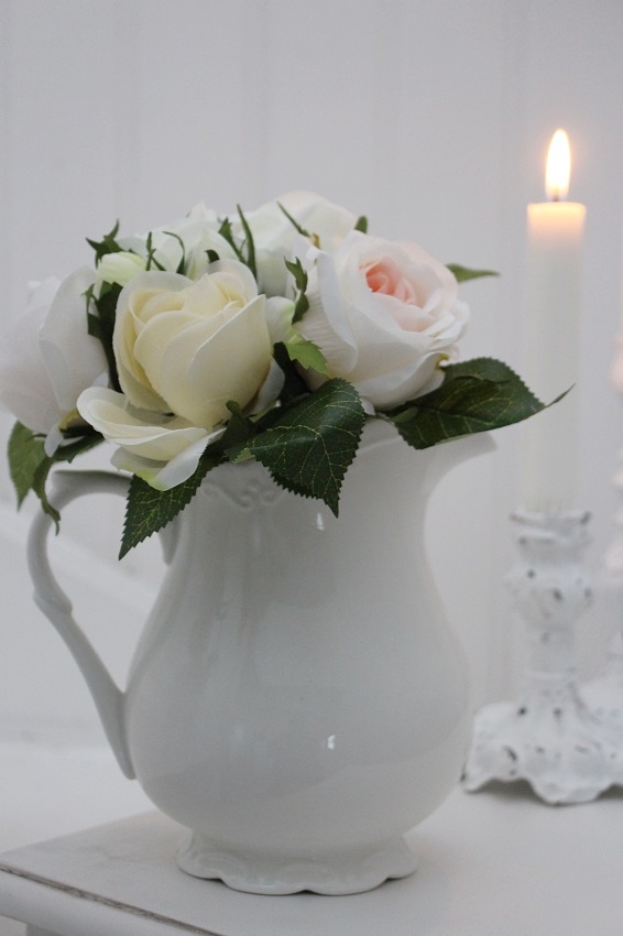 ROSE BOUQUET CREAM/PINK - SILK FLOWERS - 11
