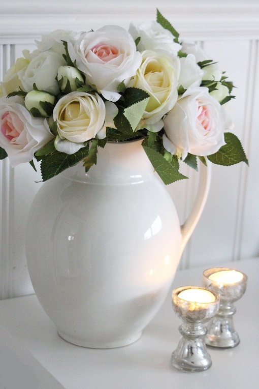 ROSE BOUQUET CREAM/PINK - SILK FLOWERS - 5