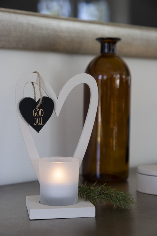 Candlestick Wood - Heart - Merry Christmas - 20 cm - 2