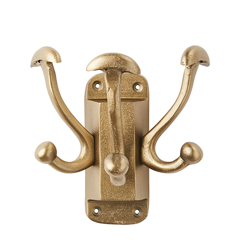 Wall hook Coat rack with 3 hooks - Exclusive - Brass - 2