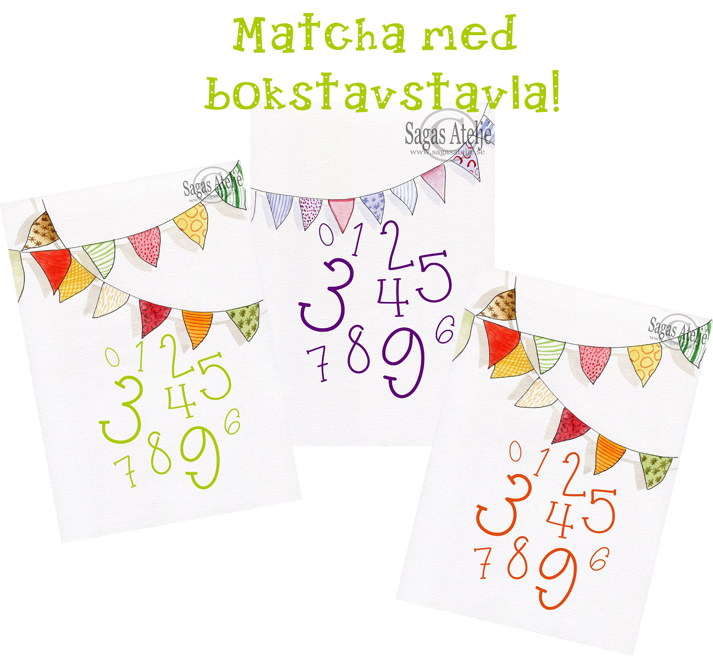Siffertavla med vimplar