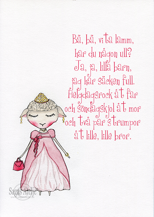 Rimtavla Bä bä vita lamm