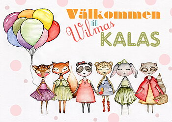 Inbjudningskort till kalas rosa