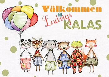 Inbjudningskort till kalas grön