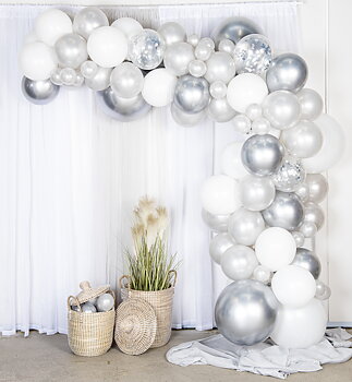 Ballongbåge Kit - Silver/Chrome