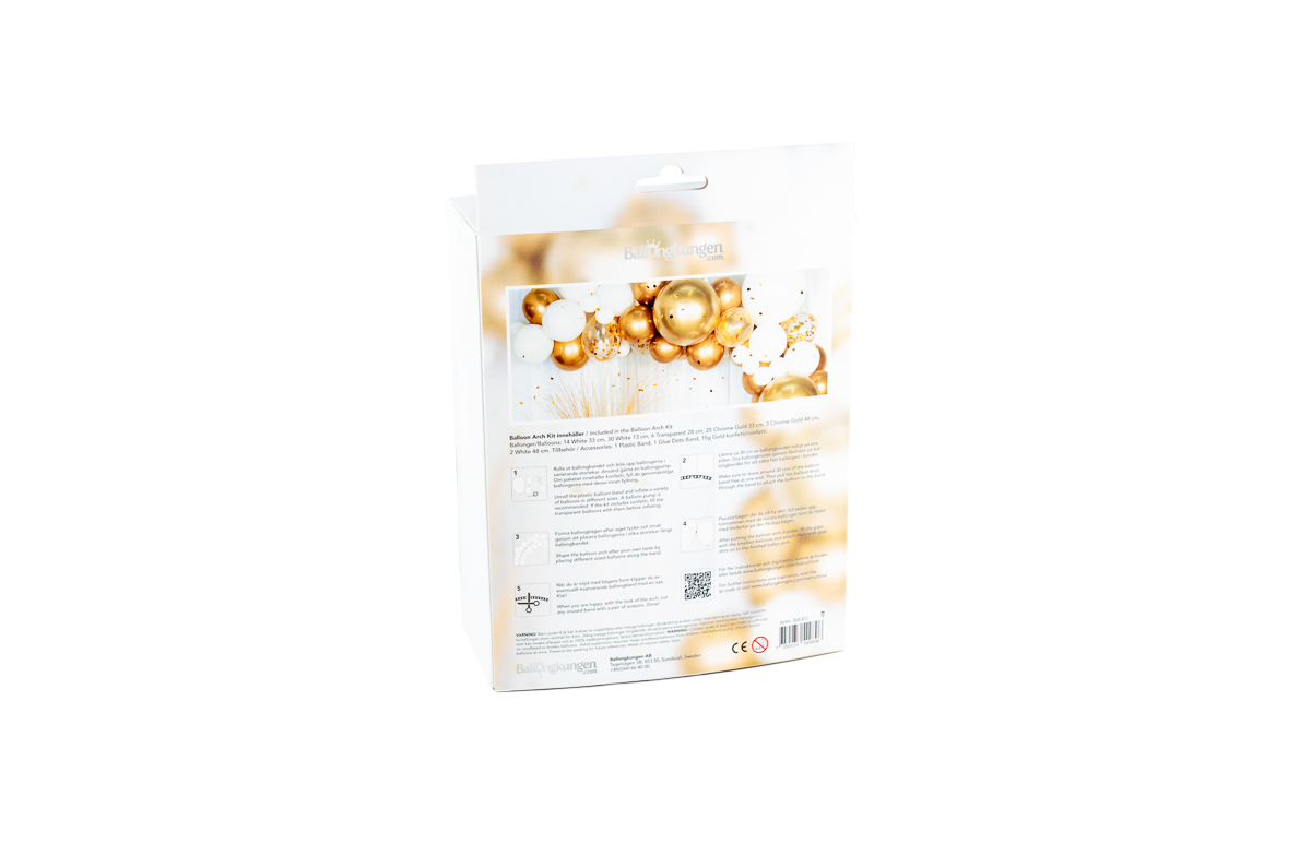 Ballongbåge Kit - Gold/Chrome - 3