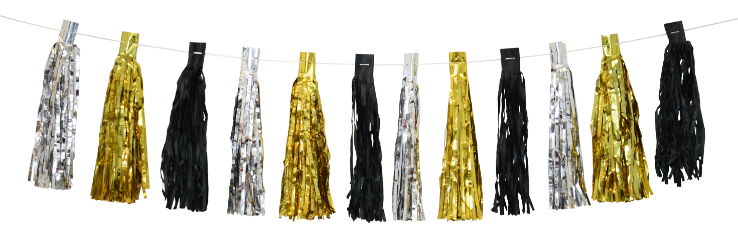 TASSEL-GIRLANG GULD/SVART/SILVER