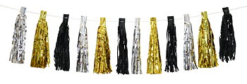 TASSEL-GIRLANG GULD/SVART/SILVER