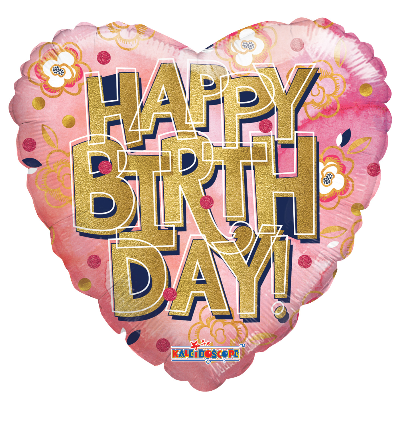 HAPPY BIRTHDAY HEART GOLD LETTERS