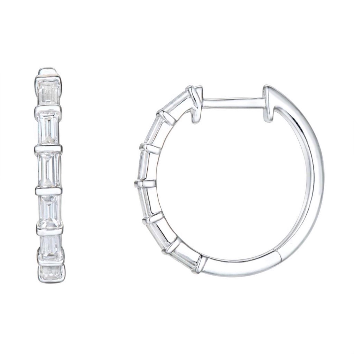 BAGUETTE CUT DIAMOND HOOPS