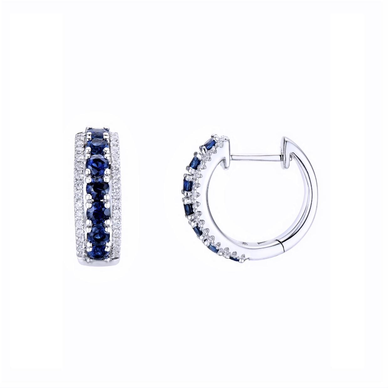 Sapphire diamond hoops