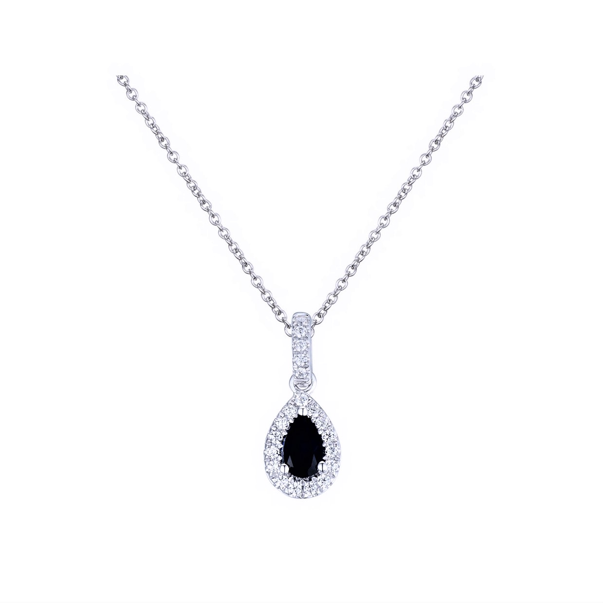 Sapphire pear diamond necklace 