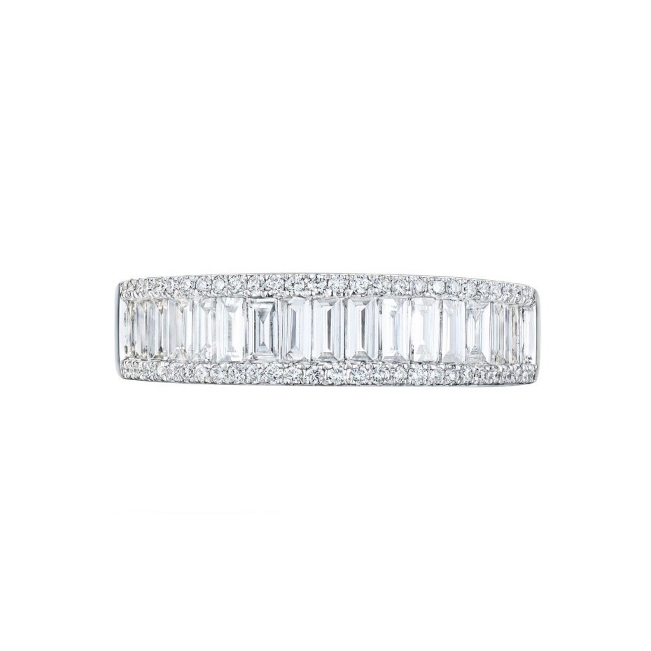 Baguette cut three row diamond ring - 2