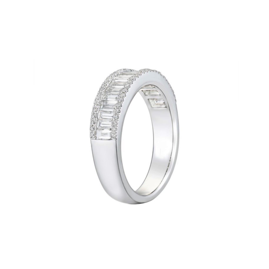 Baguette cut three row diamond ring - 3