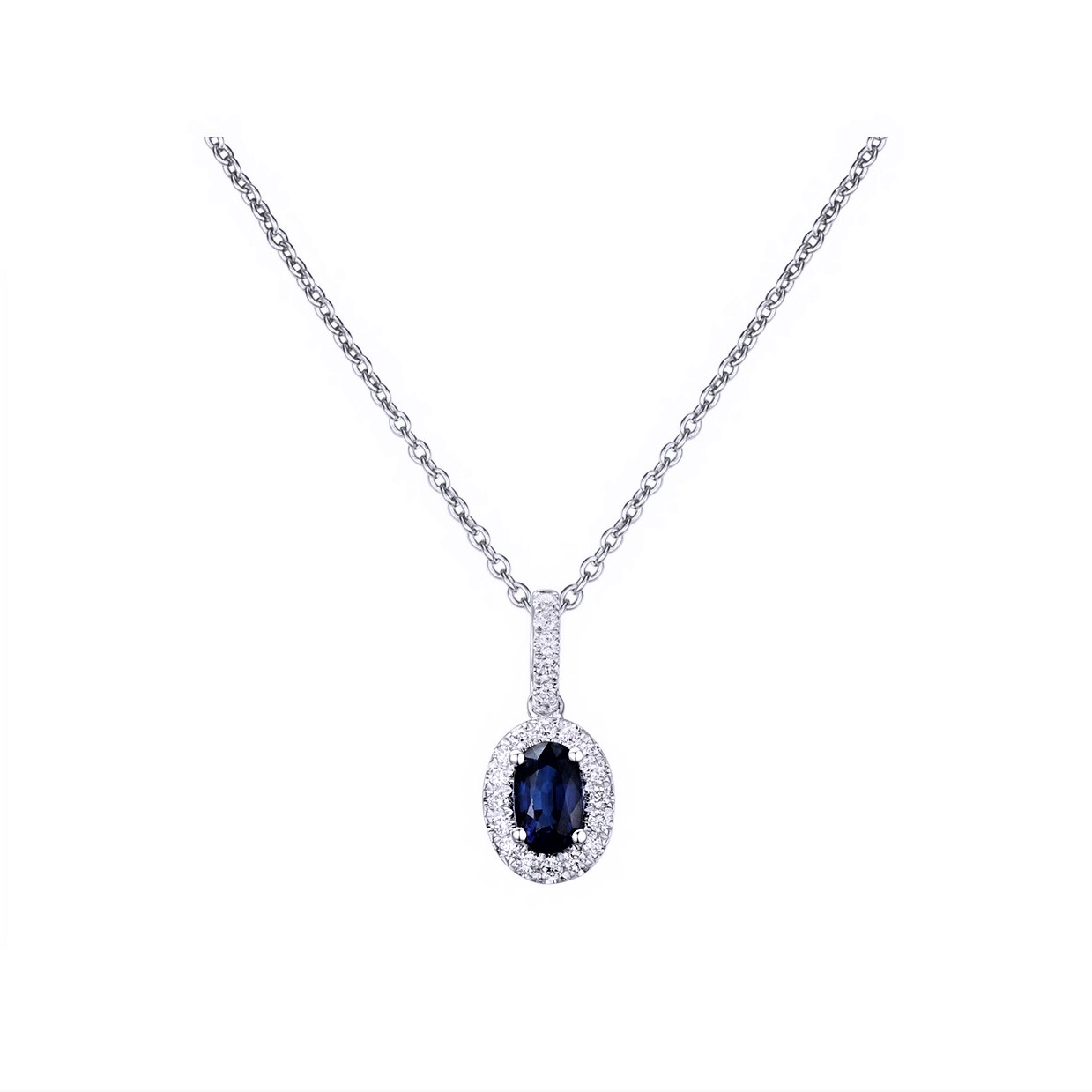 Sapphire oval diamond necklace 