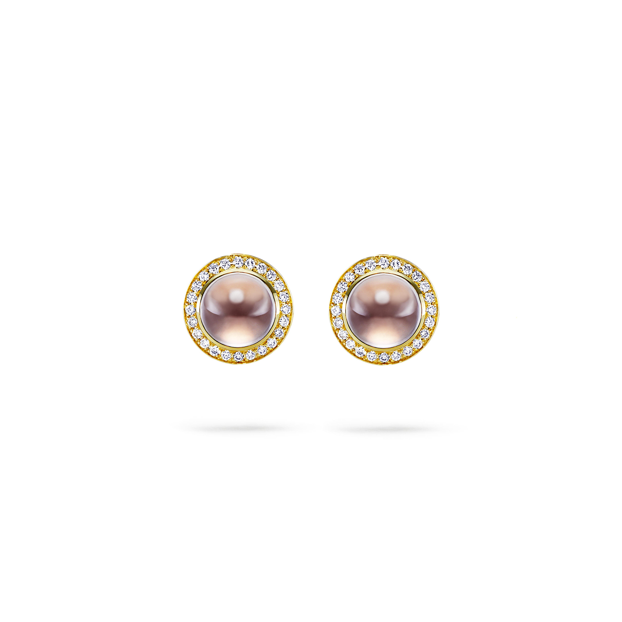 Pink quartz earrings with diamonds