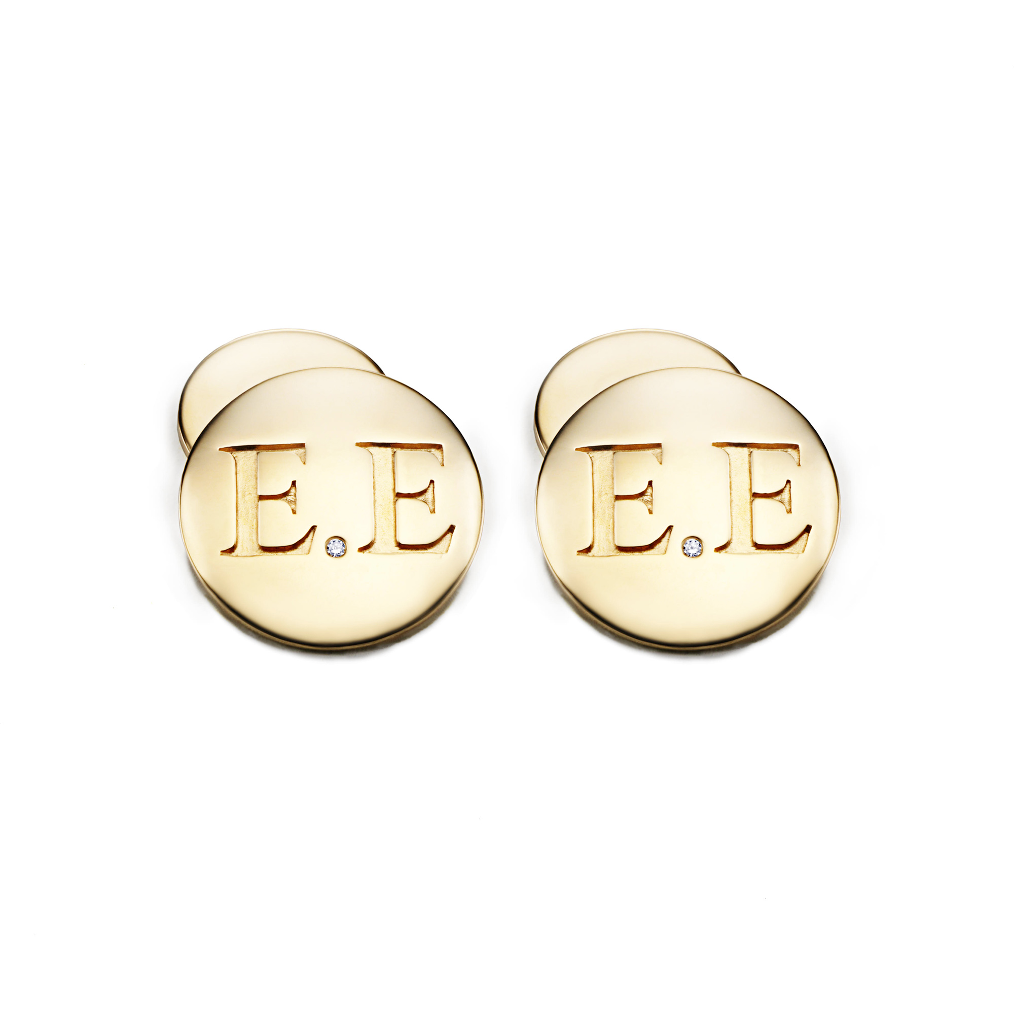 Cufflinks monogrammed with a diamond