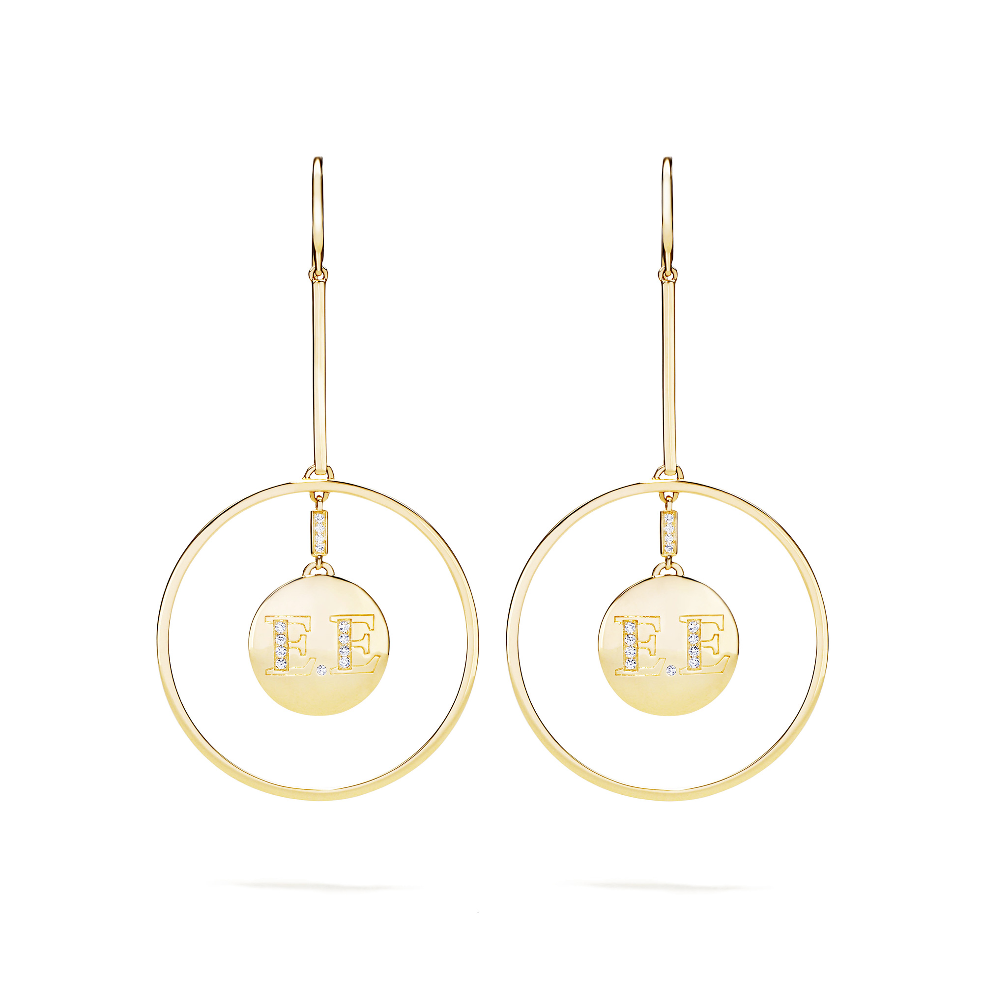 Monogram earrings with diamonds