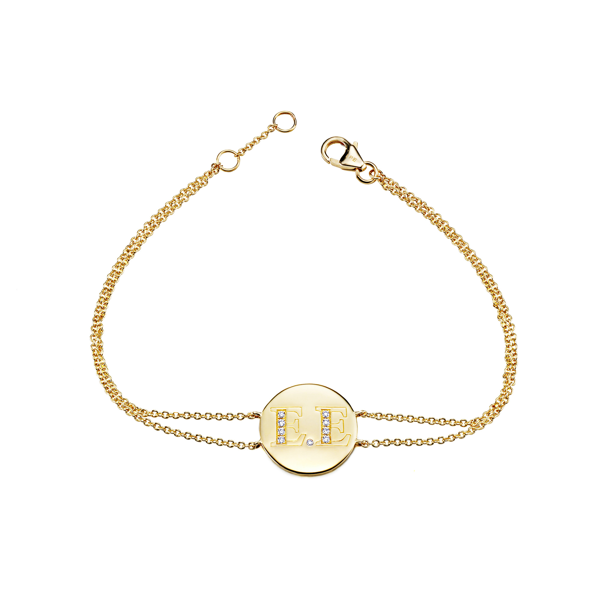 Bracelet monogram with diamonds