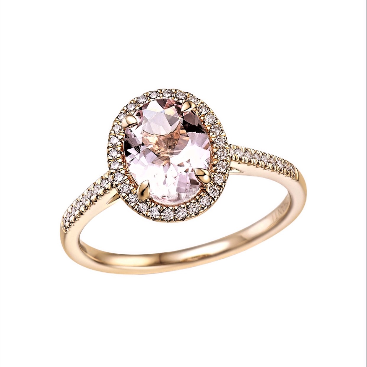 MORGANITE OVAL CUT DIAMOND RING