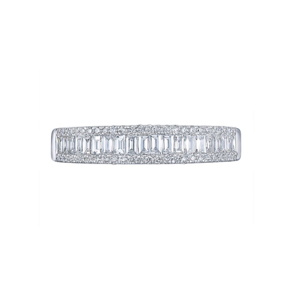 Baguette cut three row diamond ring petite - 2