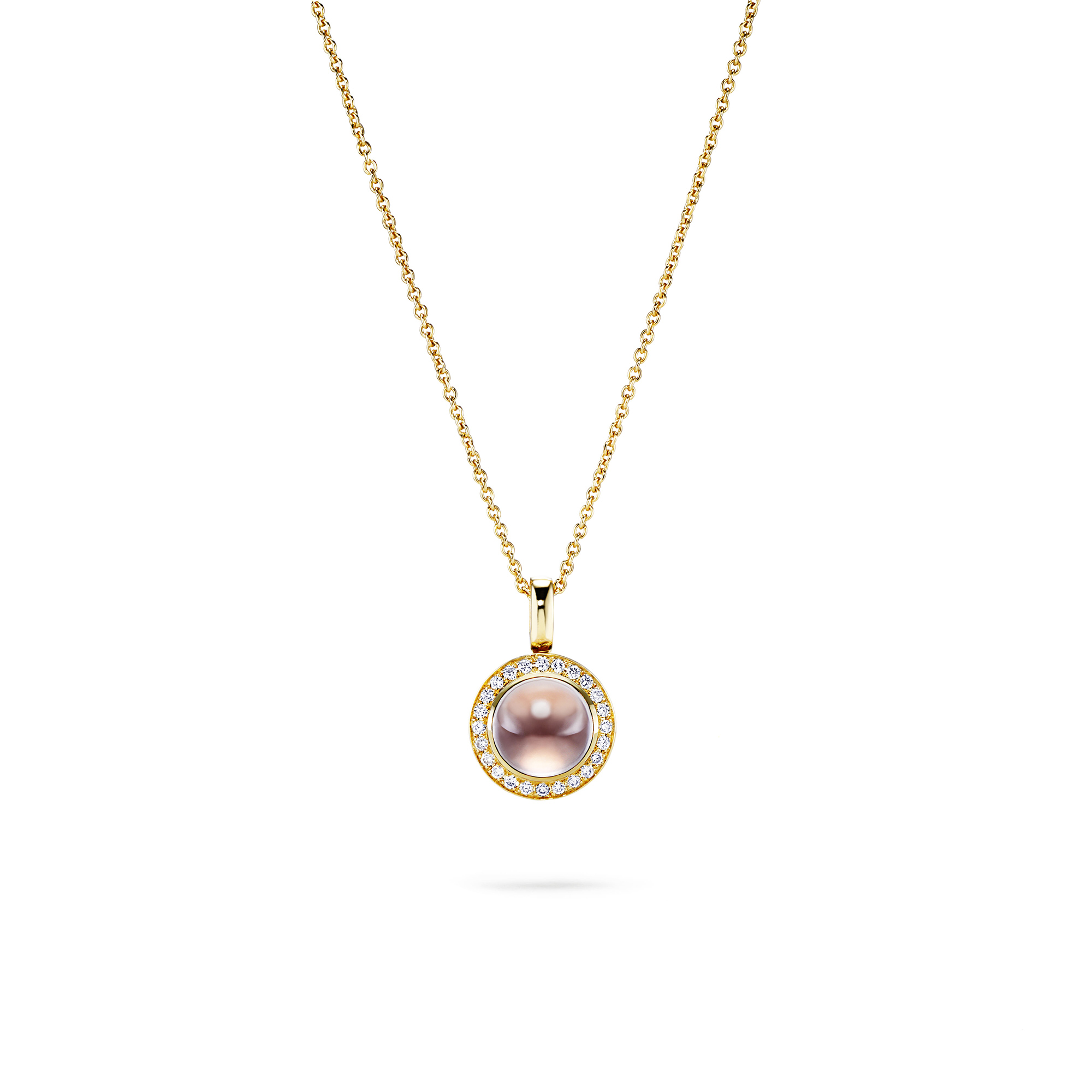 Rosa Kvarts halsband med diamanter