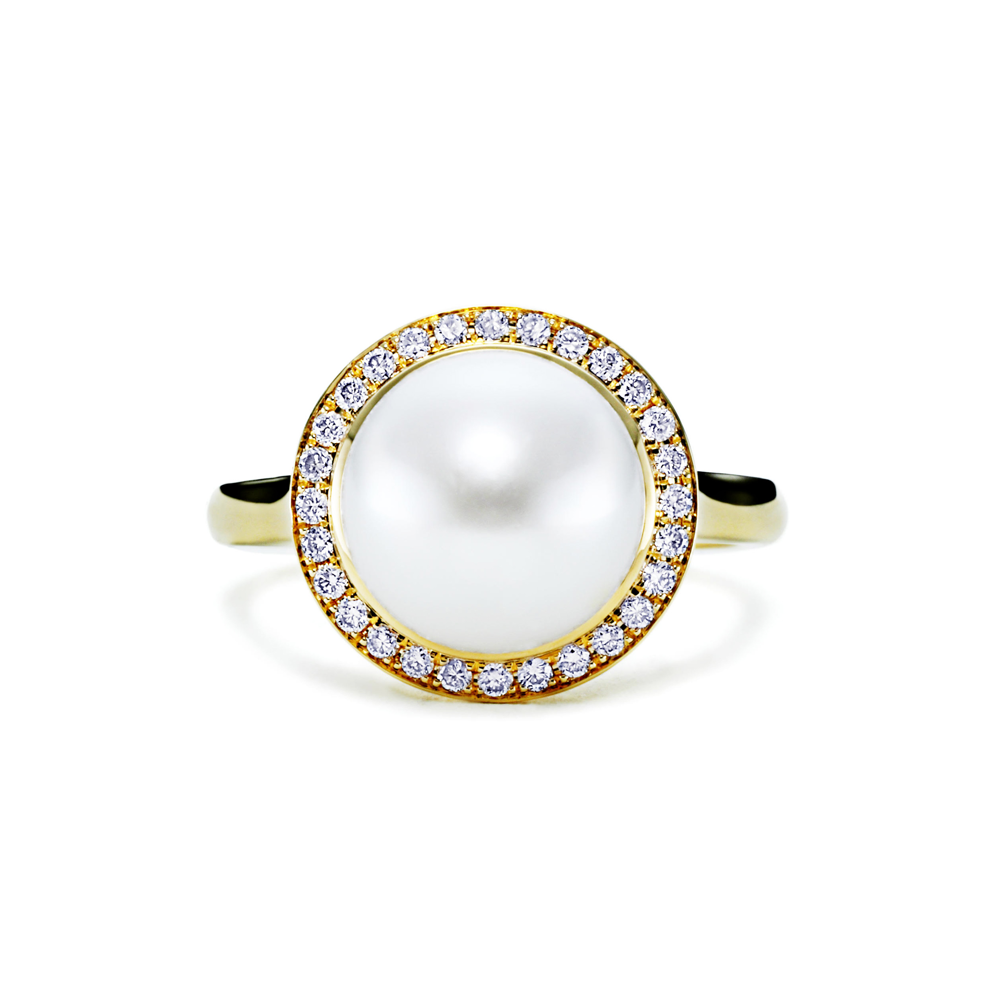 Diamond ring bouton pearl