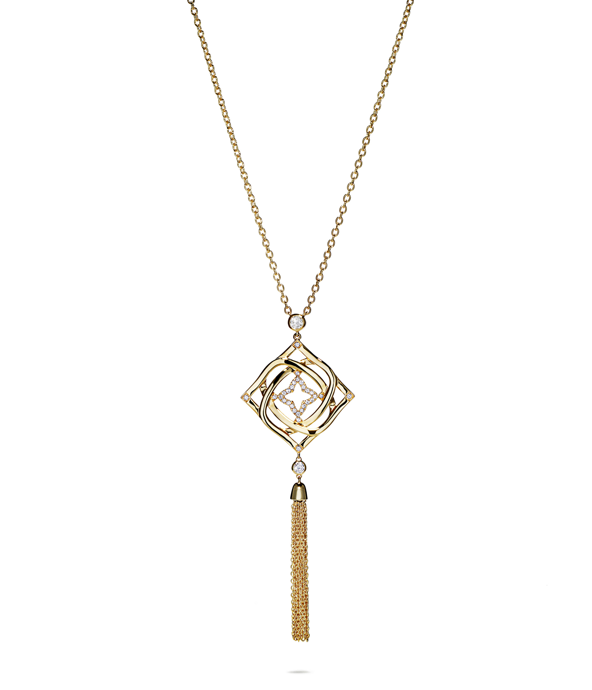 Halsband "Party tassel" i guld med diamanter