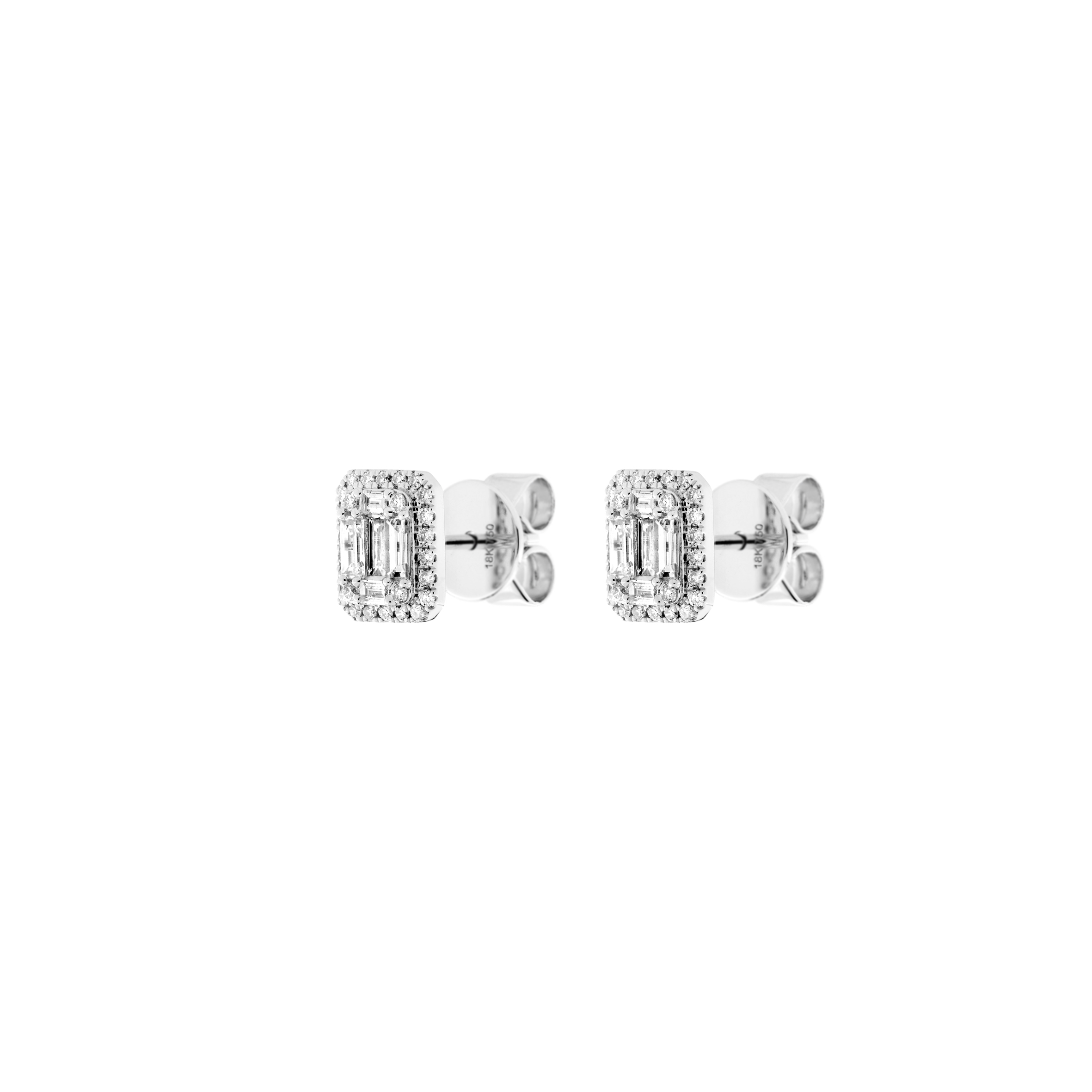 Baguette halo diamond studs - 2