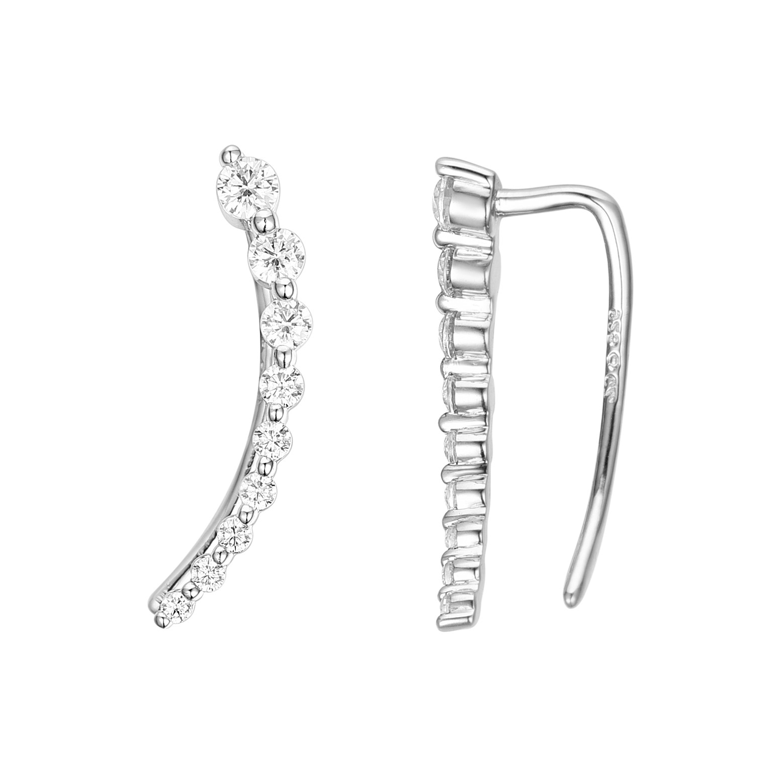 Climbing single prong diamond earring