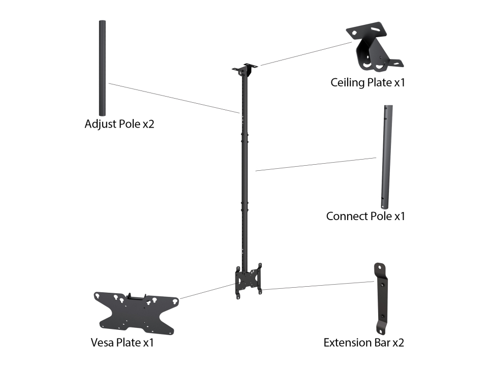 M Public Ceilingmount Small Single Black 1500 - 7