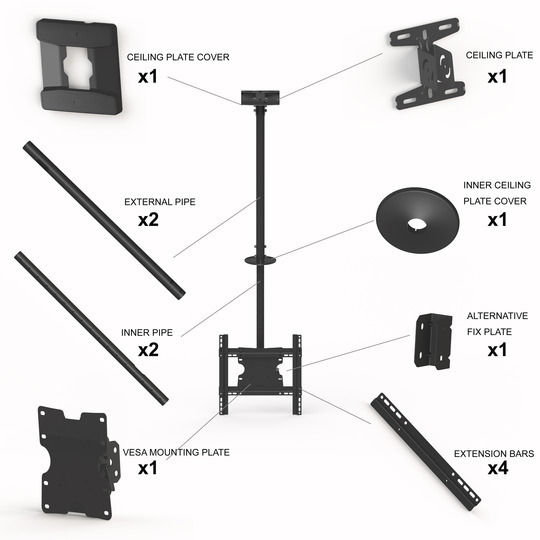 M Public Ceilingmount Medium Single Black 3000 - 8