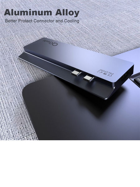  QGeeM Dockningsstation USB-C, 8 in 1  (MacBook Pro) 2xskärm - 14
