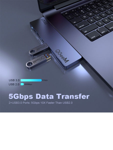  QGeeM Dockningsstation USB-C, 8 in 1  (MacBook Pro) 2xskärm - 12