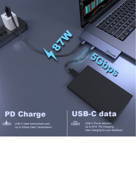  QGeeM Dockningsstation USB-C, 8 in 1  (MacBook Pro) 2xskärm - 9
